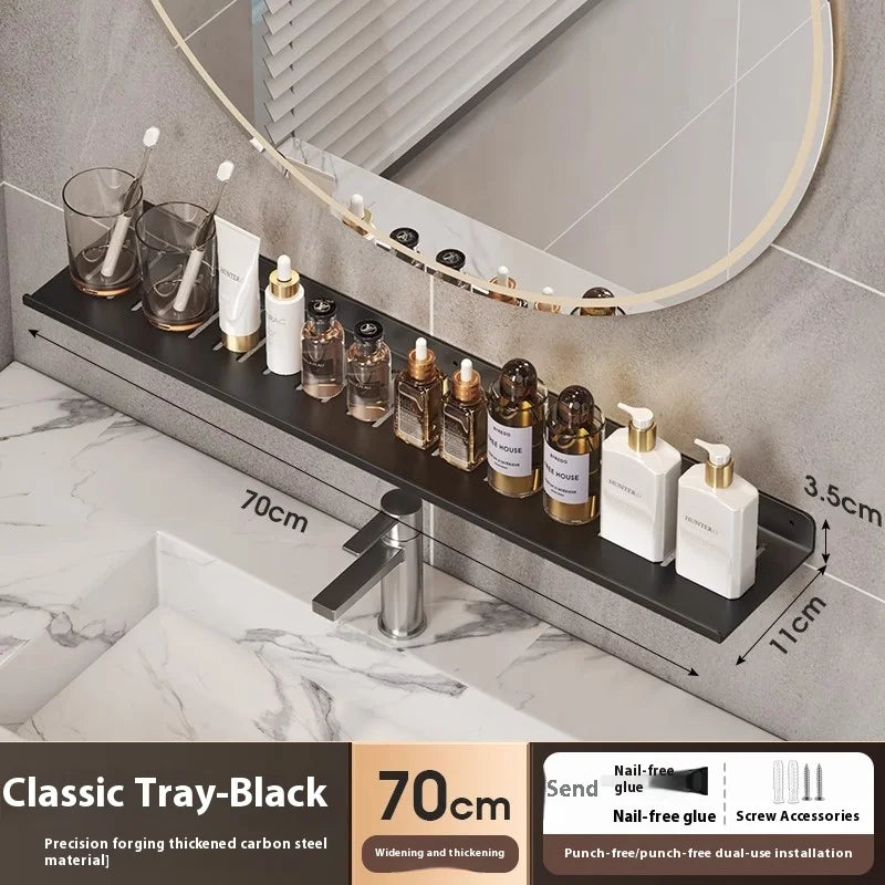 Kitchen and bathroom storage rack, washbasin rack, suction cup mirror, front rack, bathroom sink, faucet, wall mounted