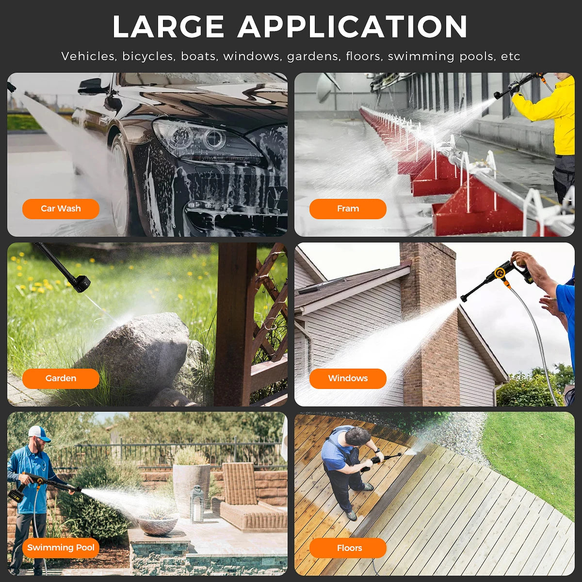 40Bar 3500W Brushed Electric High Pressure Washer 6-in-1 Car Washing Garden Water Spray Gun For Makita 21V Battery