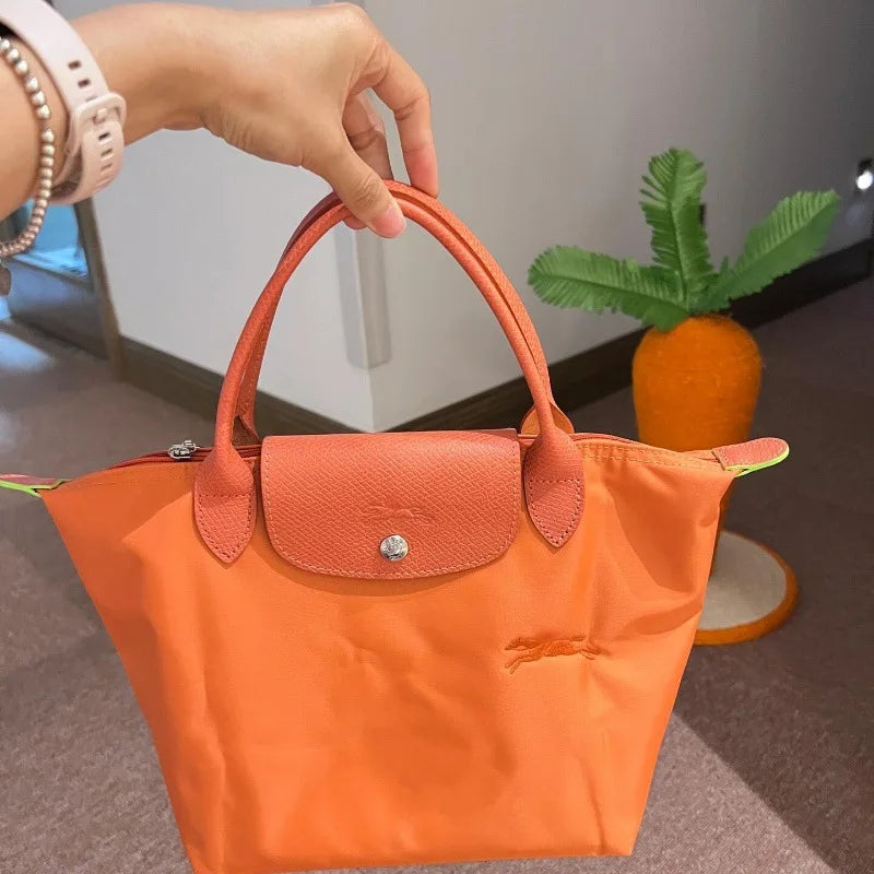 1 Women foldable hobos nylon Handbag Bags Classics Lady Tote Bag embroidered Shoulder Bags short and longchamp handles bags