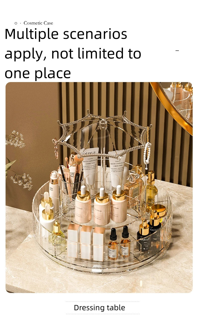 New Rotatable Cosmetic Organizer Storage Box Acrylic Transparent Skin Care and Make Up Desktop Organizers Cosmetic Storage