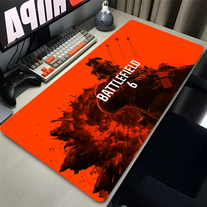 New Gaming Mousepad E-sports B-Battlefield 6 Keyboard Pad Large Game Accessories Lock Edge Desk Mat HD Non-slip Rubber Mouse Pad