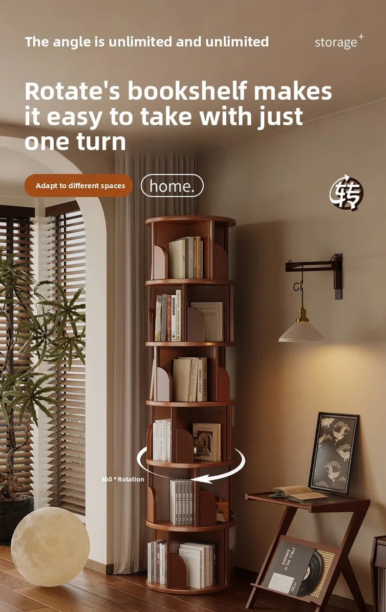 360 °   Bibliothèque rotative – Armoire de rangement mobile pour la maison et le salon