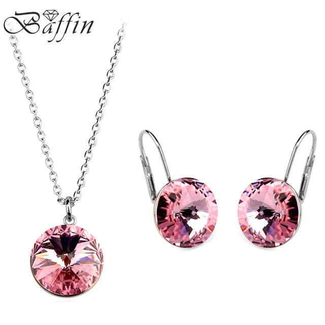 Silver Color Bella Jewelry Sets Crystals from Austria Pendant Necklace Drop Earrings for Women Party Wedding Evening Accessories
