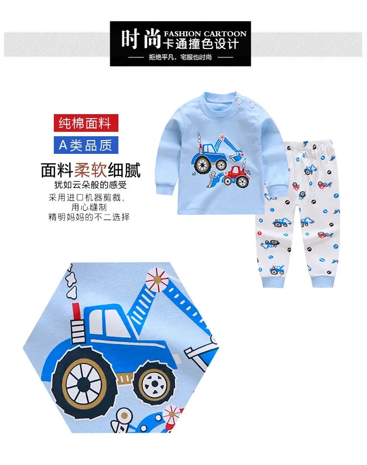 Baby Boys Clothes Sets cotton Bear Boys Girls Long Sleeve Top +Pants 2pcs Kids Clothes pajamas Suit