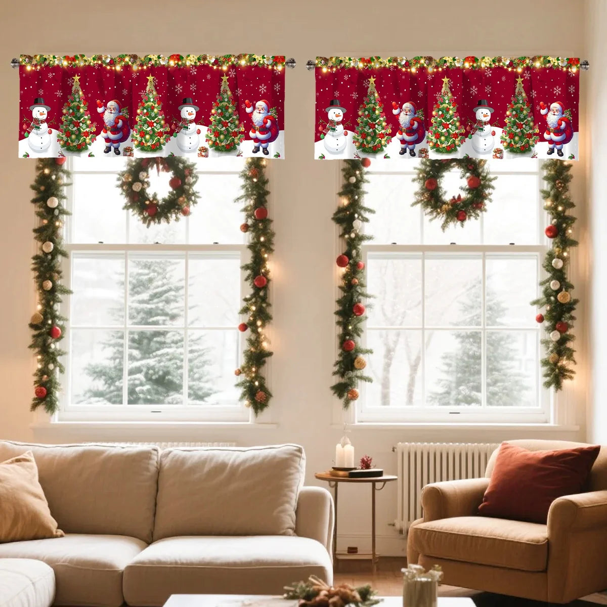 2pcs Christmas Curtain Merry Christmas Decoration for Home 2025 Xmas Curtain Window Ornaments Navidad Natal New Year Gift 2026