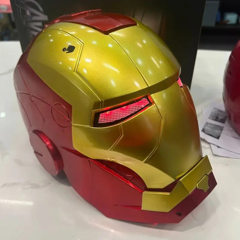 Marvel Comics Iron Man Helmet Electric Wearable Mask 1:1 Automatic Opening And Closing Model Characters Adult Toys Birthday Gift