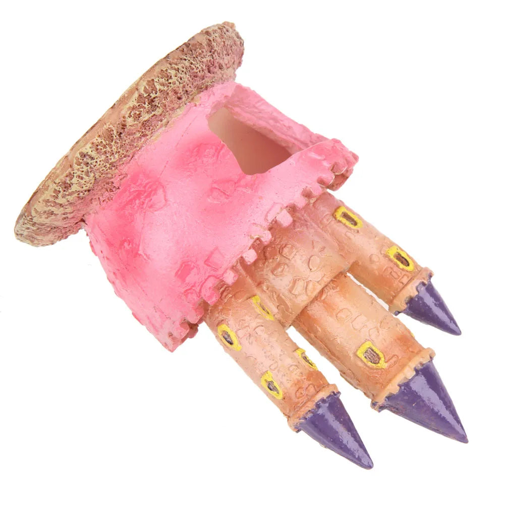Small Cartoon Castle Decor No Sharp Edges Castle Shape Ornament Vivid Scenery Resin Cartoon Castle for Fish Tank Aquarium Decor