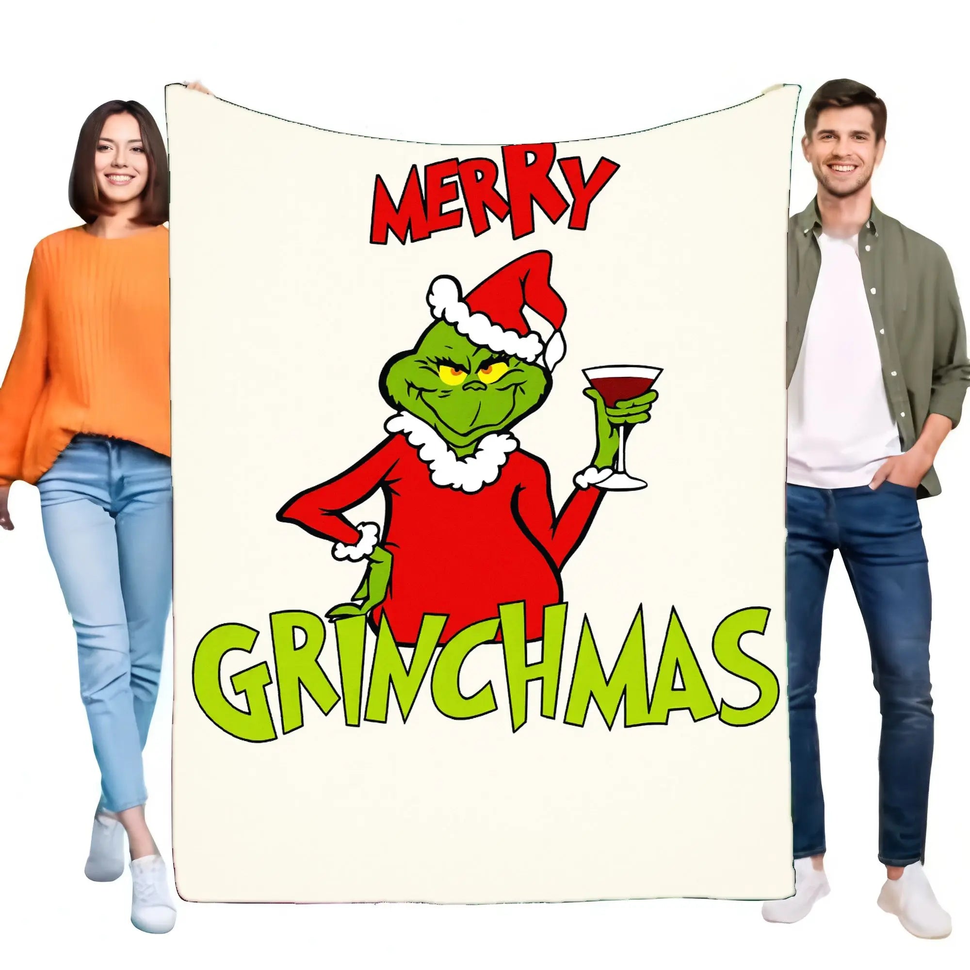 Grinch Christmas Blanket Cozy Soft Throw for Sofa Bed Holiday Decor Gift Natural Material Lightweight Soft Touch