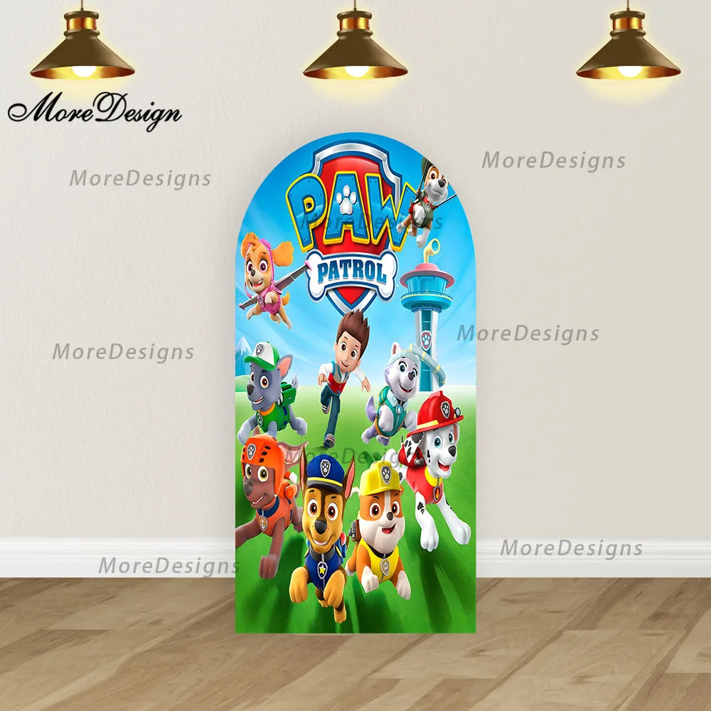 Paw Patrol Arch Covers Kids Birthday Party Photo Backdrop Baby Shower Decoration Cover Double-sided Zipper Photography Props