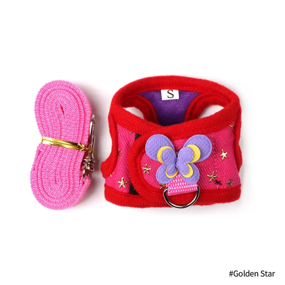 Small Pet Two-legged Chest Strap Outdoor Traction Rope Leash Clothes For Chinchilla Dutch Guinea Pig Breathable Denim Corset