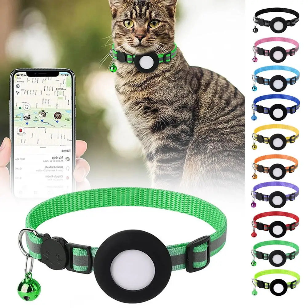 Pet GPS Bluetooth With Bell Cute Reflective Night Cat Address Footprint Collar Pendant Tracking Dog Bird Anti-Lost O9M7