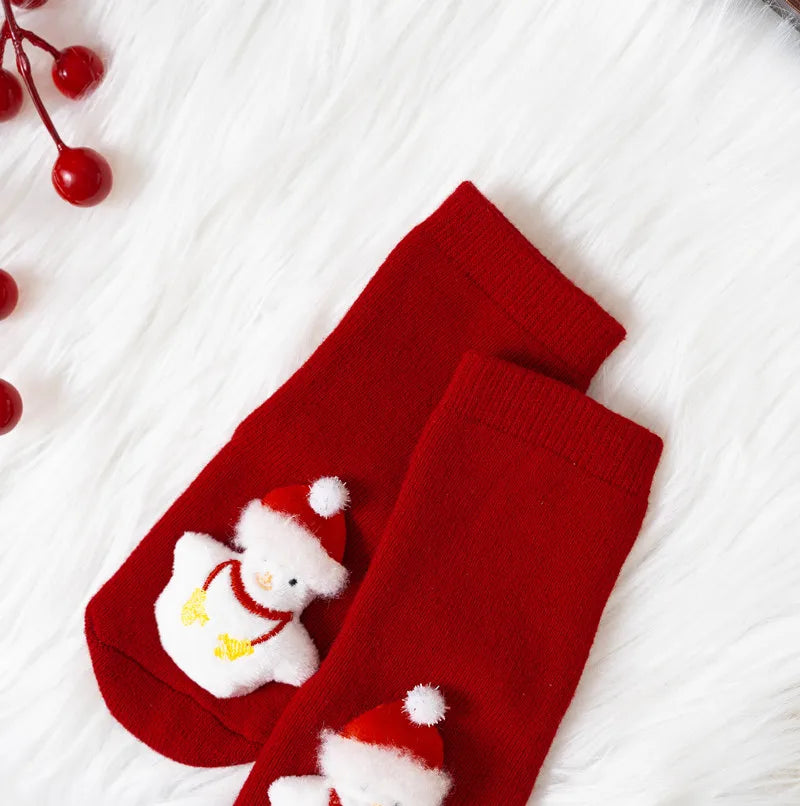 Winter Thicken Cute Christmas Baby Socks For Boys Girls Cartoon Soft Cotton Anti Slip Solid Newborn Toddler Sock Kids Socken