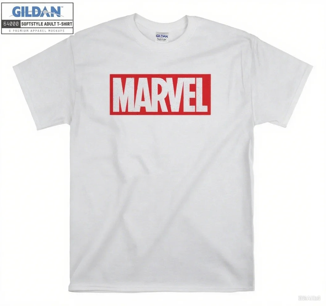 Marvel Classic Logo Printed Cotton Tee 100% Cotton Material with Brand - Icon Art Cool Casual Wear for Trend Lovers Tee S-4XL