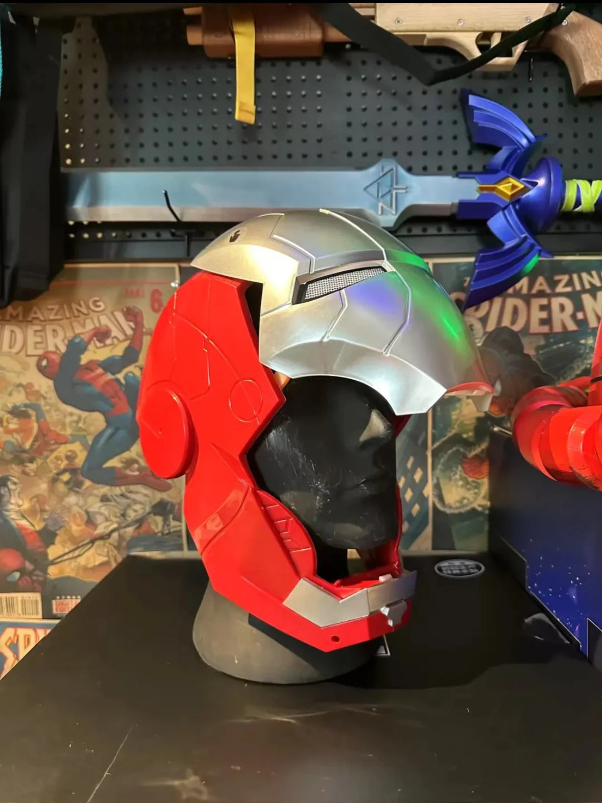 Marvel Comics Iron Man Helmet Electric Wearable Mask 1:1 Automatic Opening And Closing Model Characters Adult Toys Birthday Gift