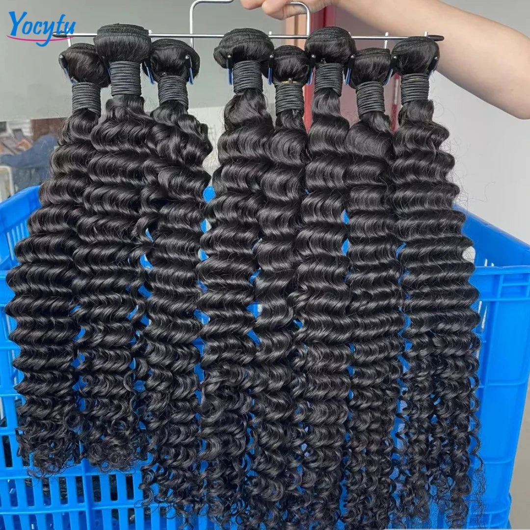Deep Wave Human Hair Bundles 24 24 24 Inch Bundles 100% Human Hair YOCYTU Brazilian Bundles Raw Hair 100% Human Hair For Women