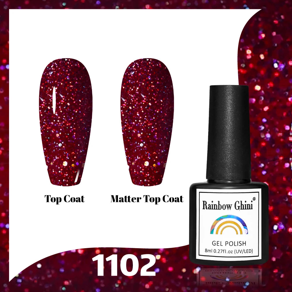 Gel Vernis à ongles semis permanents Paillettes 8Ml 150 couleurs