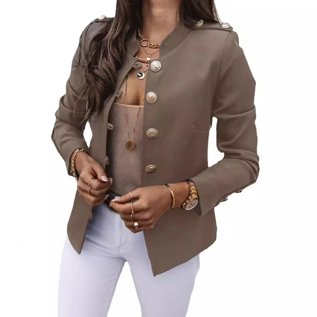American New Fashion Women’s Solid Color Slim Single-breasted Casual Elegant Trendy Long Sleeve Suit Blazers Female Jacket Coats