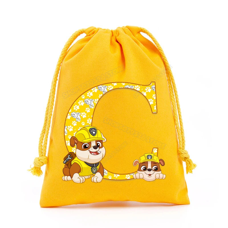 Paw Patrols Drawstring Storage Bag Rubble A-Z Letter Candy Gift Package Cartoon Key Pouch  Earphone Data Cable Dustproof Sacks