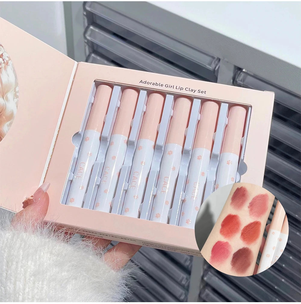 Ensemble cosmétique de maquillage . Brillant à lèvres Velours mat .