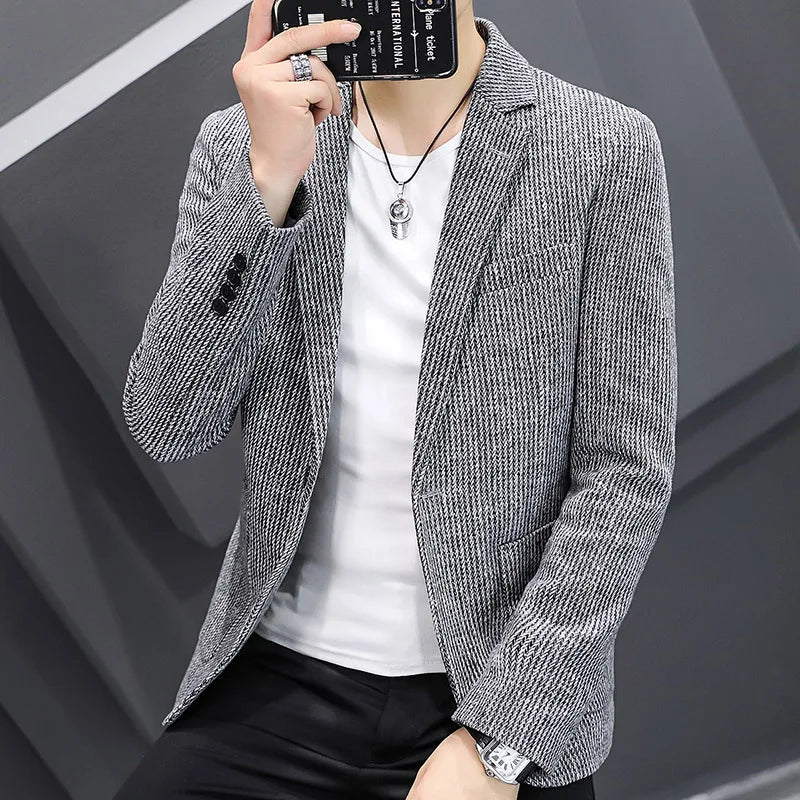 Nouveau Blazer pour homme mode Gentleman slim laine