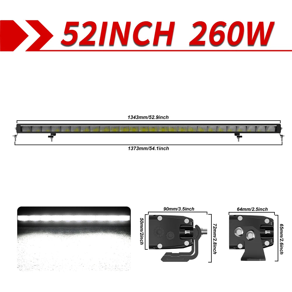 CO LIGHT 42 inch Single Row Off Road LED Driving Roof Bumper Light Bars DRL 2 Style Mounting Brackets for Off road ATV UTV SUV
