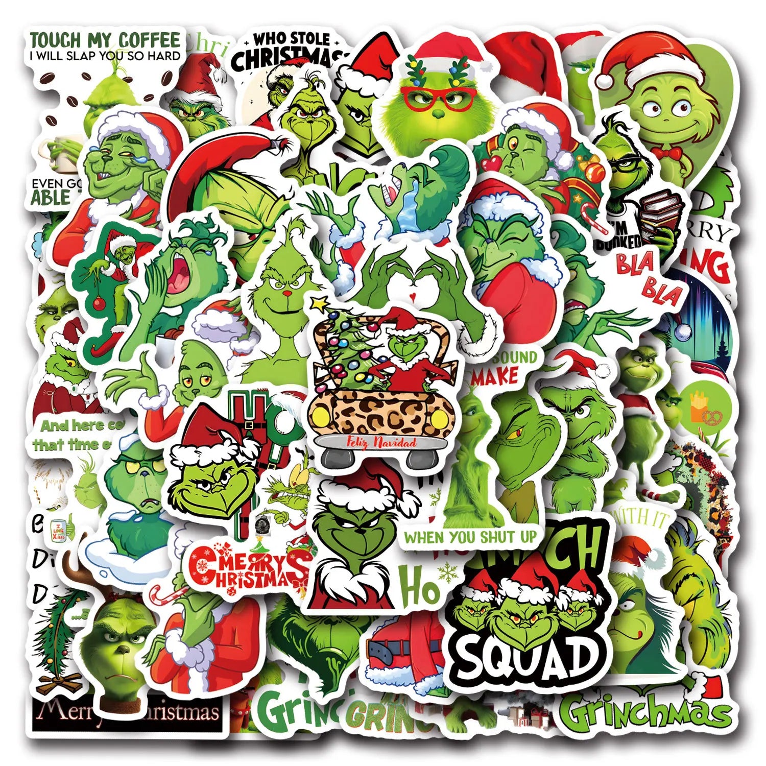 55PCS The Grinch Movie Characters Cartoon Stickers Funny Christmas Element Graffiti Decoration DIY Notebook Suitcase Guitar Toys