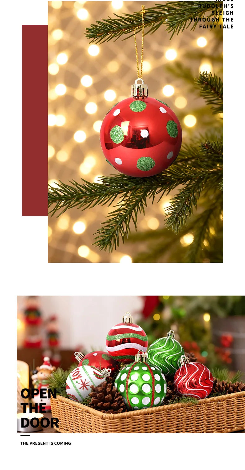 New Hot Christmas Decorations 16-Piece Grinch-Themed Painted Ornament Set Christmas Tree Decorations & Hanging Drop Ornaments