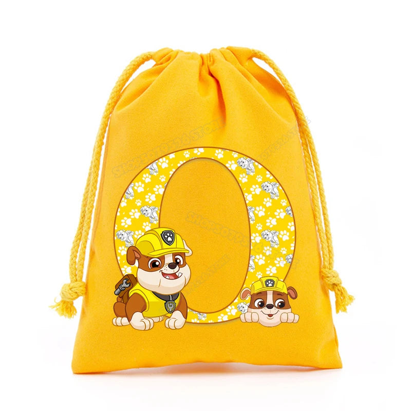 Paw Patrols Drawstring Storage Bag Rubble A-Z Letter Candy Gift Package Cartoon Key Pouch  Earphone Data Cable Dustproof Sacks