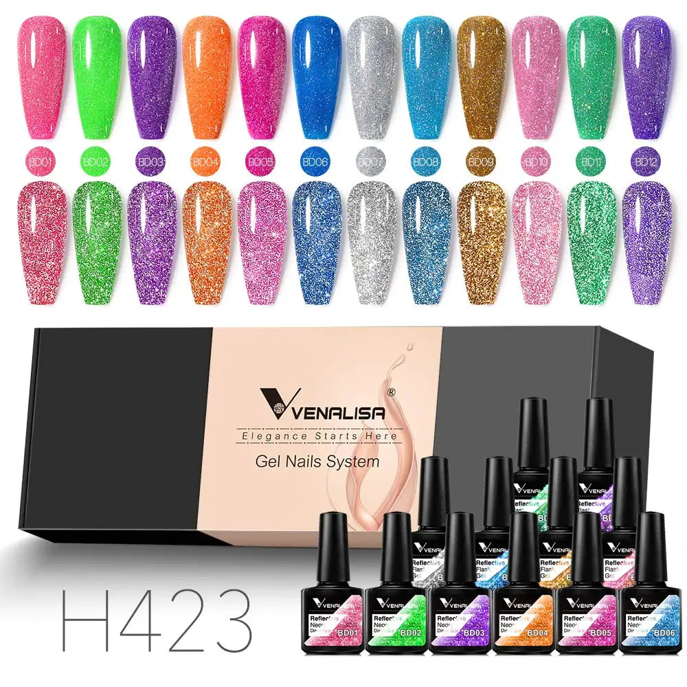 12pcs/kit Venalisa Vernis à ongles gel pigmentée Terre brune