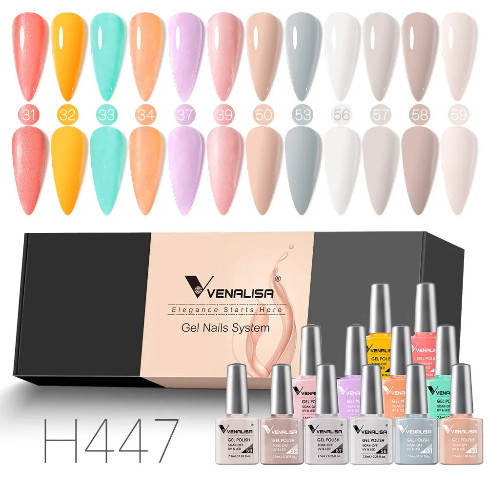 12pcs/kit Venalisa Vernis à ongles gel pigmentée Terre brune