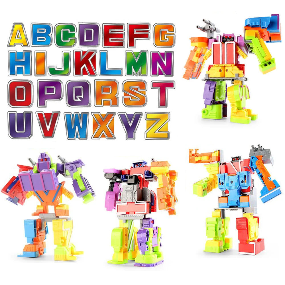Alphabet Robot Transformation Toys, 26 Letters A-Z Deformation Robot for Kids Education