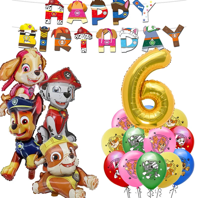 Paw Patrol Birthday Decoration Tableware Tablecloth Children Gift Candy Box Backdrop Dog Balloon Party Favors For Kids Birthday