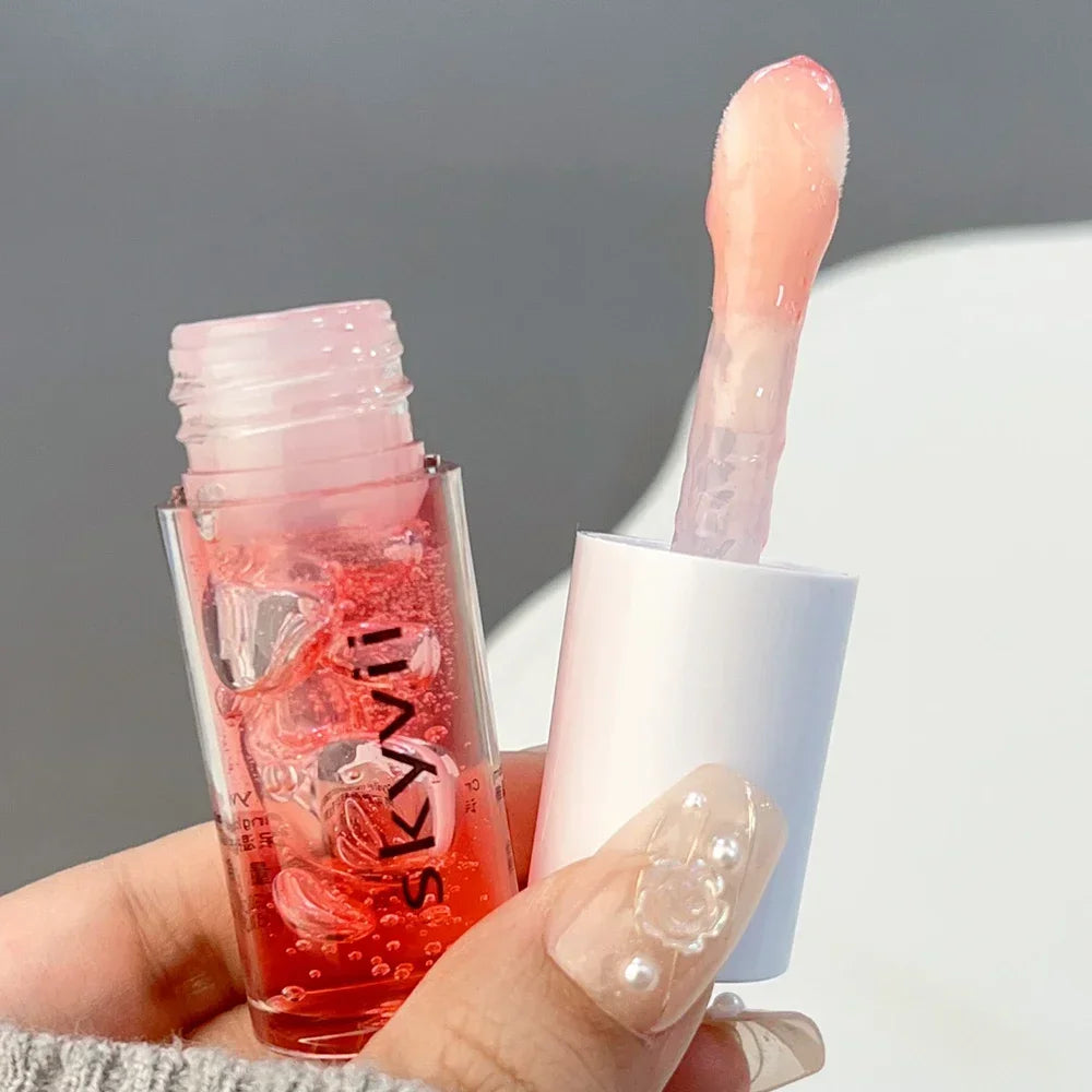 Strawberry Jelly Lip Oil Glossy Tint Glaze Lipstick Moisturize Liquid Fruit Jam Lip Beauty Treatment Transparent Hydrating Balm