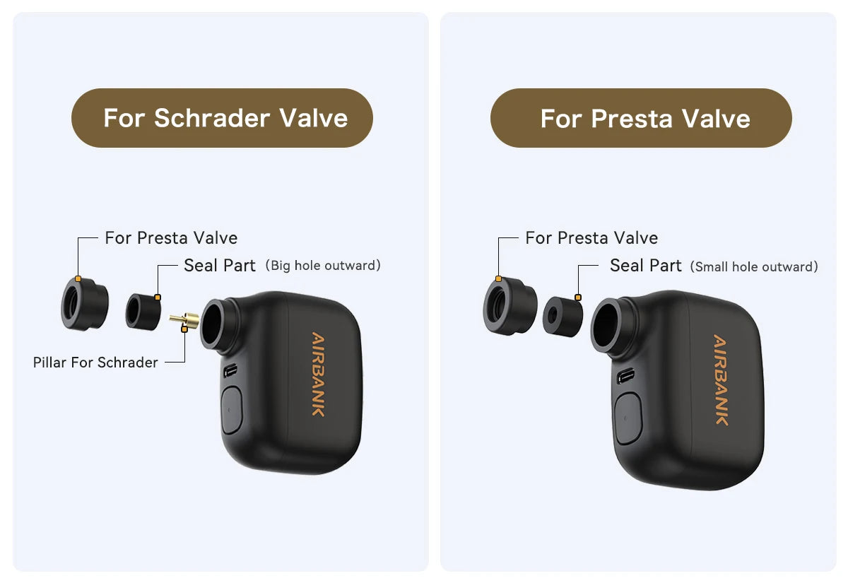 AIRBANK Pocket SE Mini Portable Electric Pump For Bicycle Cordless Tire Presta Schrader Valve Bike Accessories Fast Charging