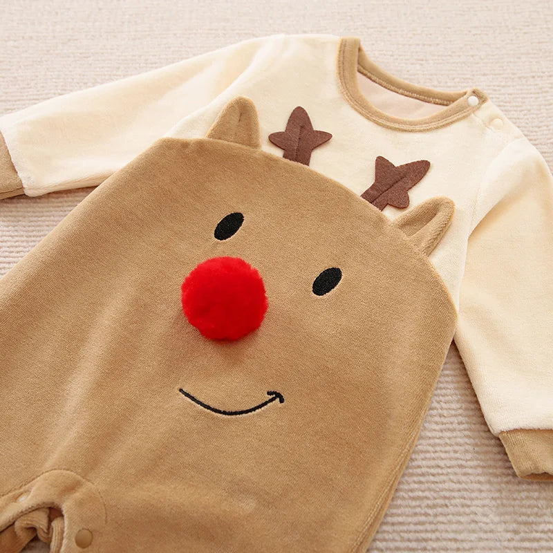 Autumn and winter newborn Christmas long sleeve cute moose onesie pure cotton for comfort and breathability