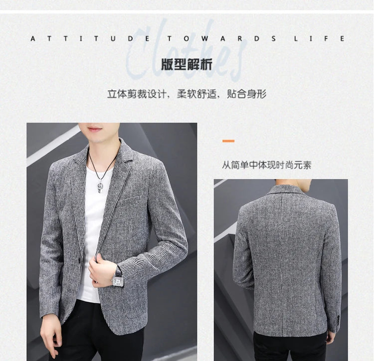 Nouveau Blazer pour homme mode Gentleman slim laine