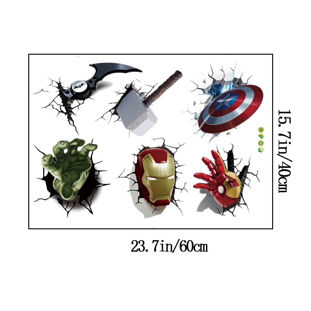 3D superhero spider wallpaper stickers for children's rooms, boys' bedrooms, self-adhesive home wall decorations, vinyl stickers