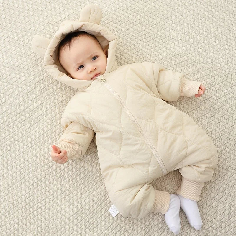 Baby Jumpsuit winter New plush and thick cotton clothing for Newborns crawling Clothes for infants and young baby outdoor clothe