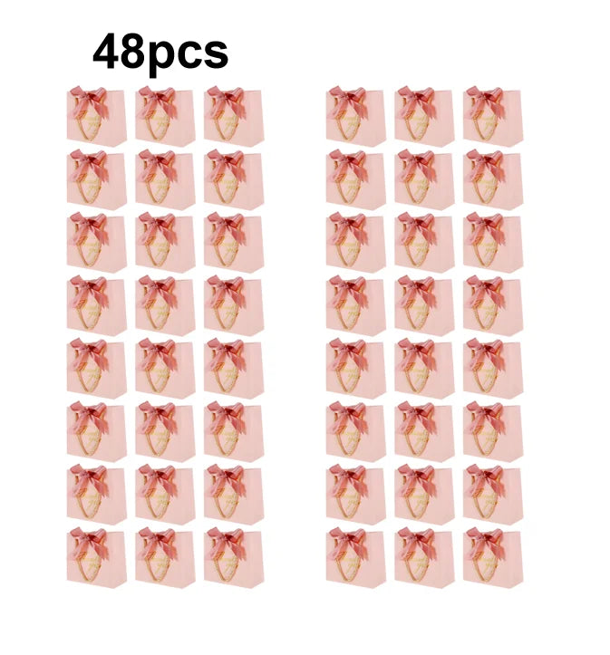 24 Pack Thank You Gift Bags with Handles Small Favor Bags with Bow Ribbon for Baby Shower, Wedding, Party Favor, Birthday