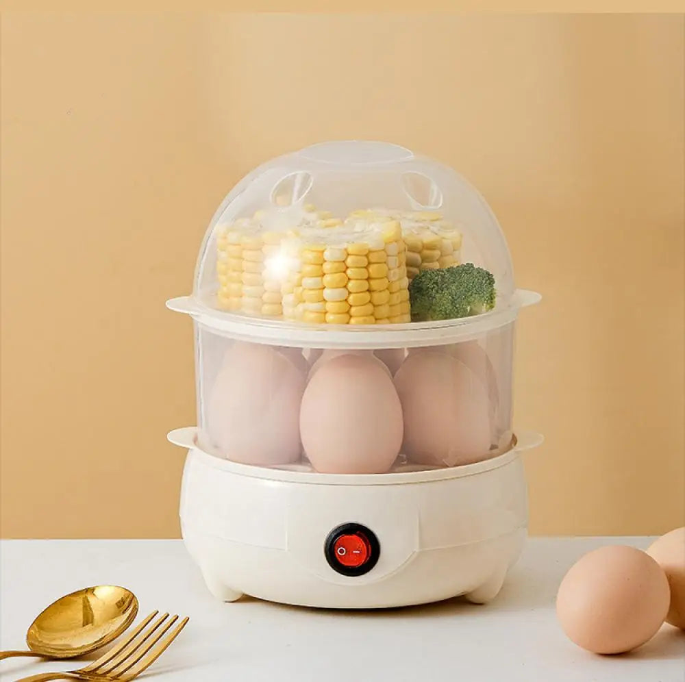 Mini Egg Boiler 1 or 2 Layers Electric Egg Cooker Automatic Power-Off Egg Steamer Kitchen Steamed Breakfast Cooking Appliances