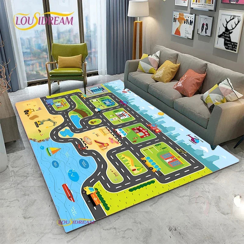 Alfombra Road Traffic Rout Map Carpet Living Room Sofa Coffee Table Bedroom Rugs Kitchen Kid Play Anti-slip floor Mat Home Decor