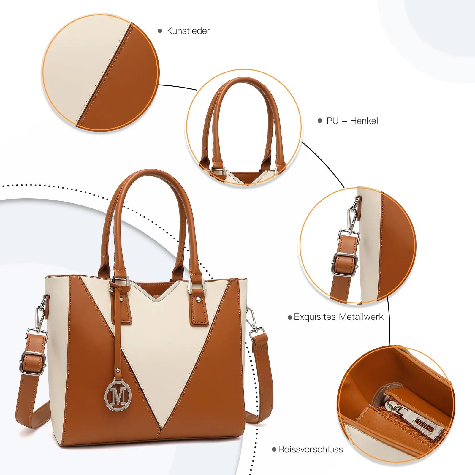 Miss Lulu WOMEN'S Handbag Shoulder bag V Shaped Design Shopper Removable Shoulder belt Synthetic leather