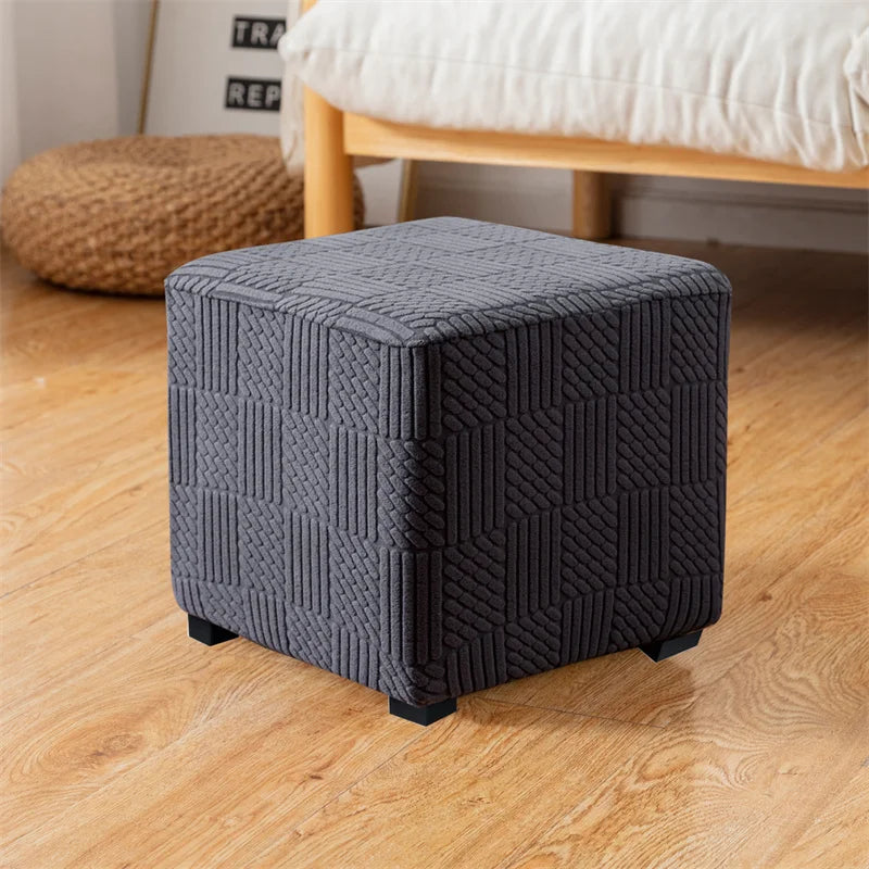 1PC Square Jacquard Ottoman Slipcover Durable Stretch Footrest Cover Folding Storage Stool Furniture Protector Pouf Cover 3sizes