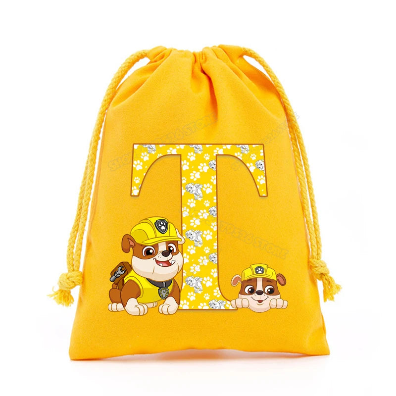 Paw Patrols Drawstring Storage Bag Rubble A-Z Letter Candy Gift Package Cartoon Key Pouch  Earphone Data Cable Dustproof Sacks