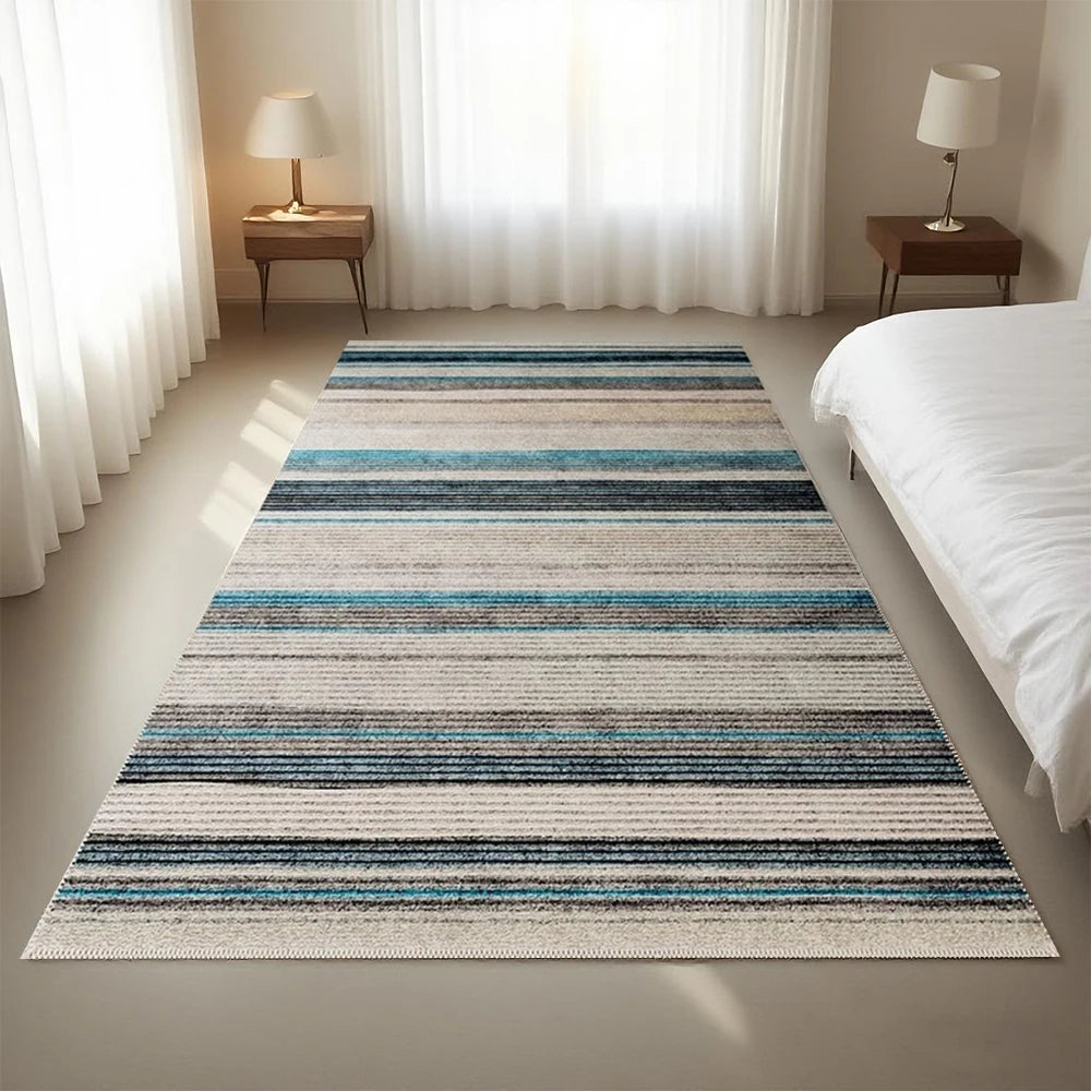 Modern Colorful Geometric striped Bedside carpet Non-Slip Rug Polyester Floor Carpet 160x230cm Large Mat for Living Room Bedroom