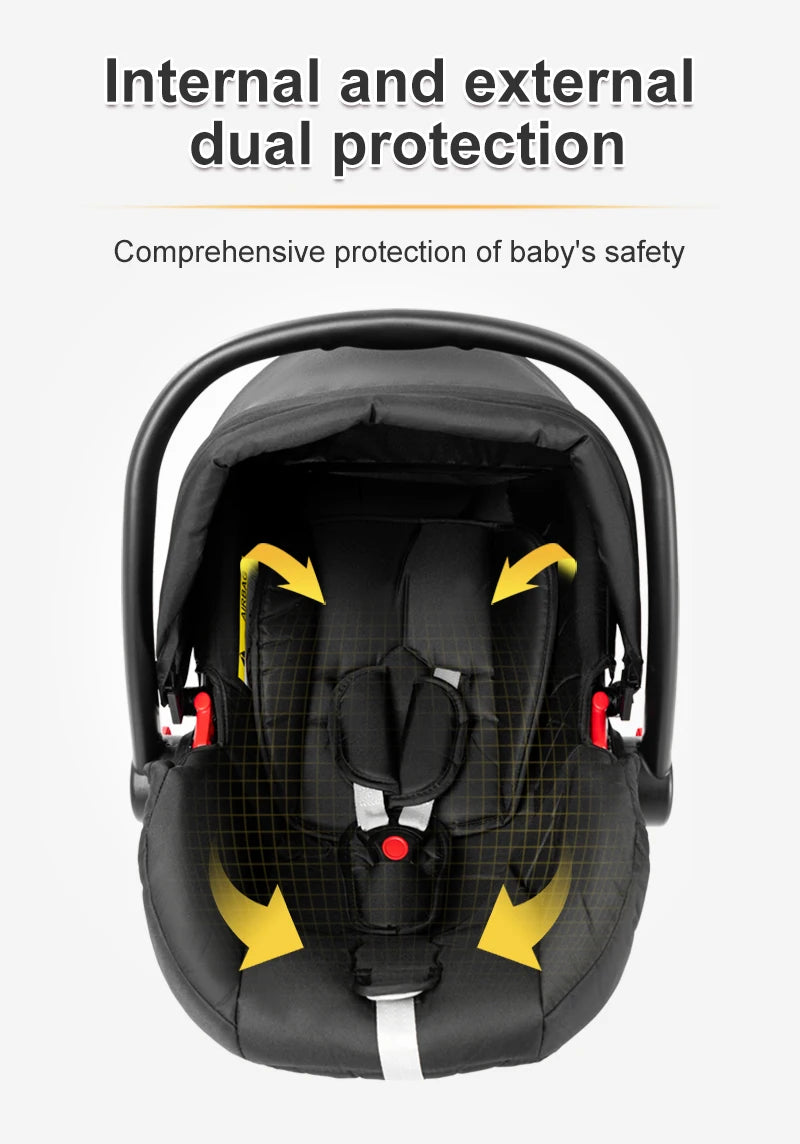 Poussette bébé 3-en-1 compacte, siège auto pour bébé, système de voyage portable pour bébé, poussette légère, poussette bidirectionnelle