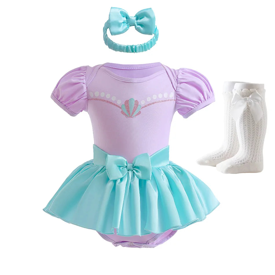 Baby Girl Princess Jumpsuit Party Anna Elsa Romper Tutu Snow White Dress Costume Halloween Fancy Fairy Bodysuit For Newborns