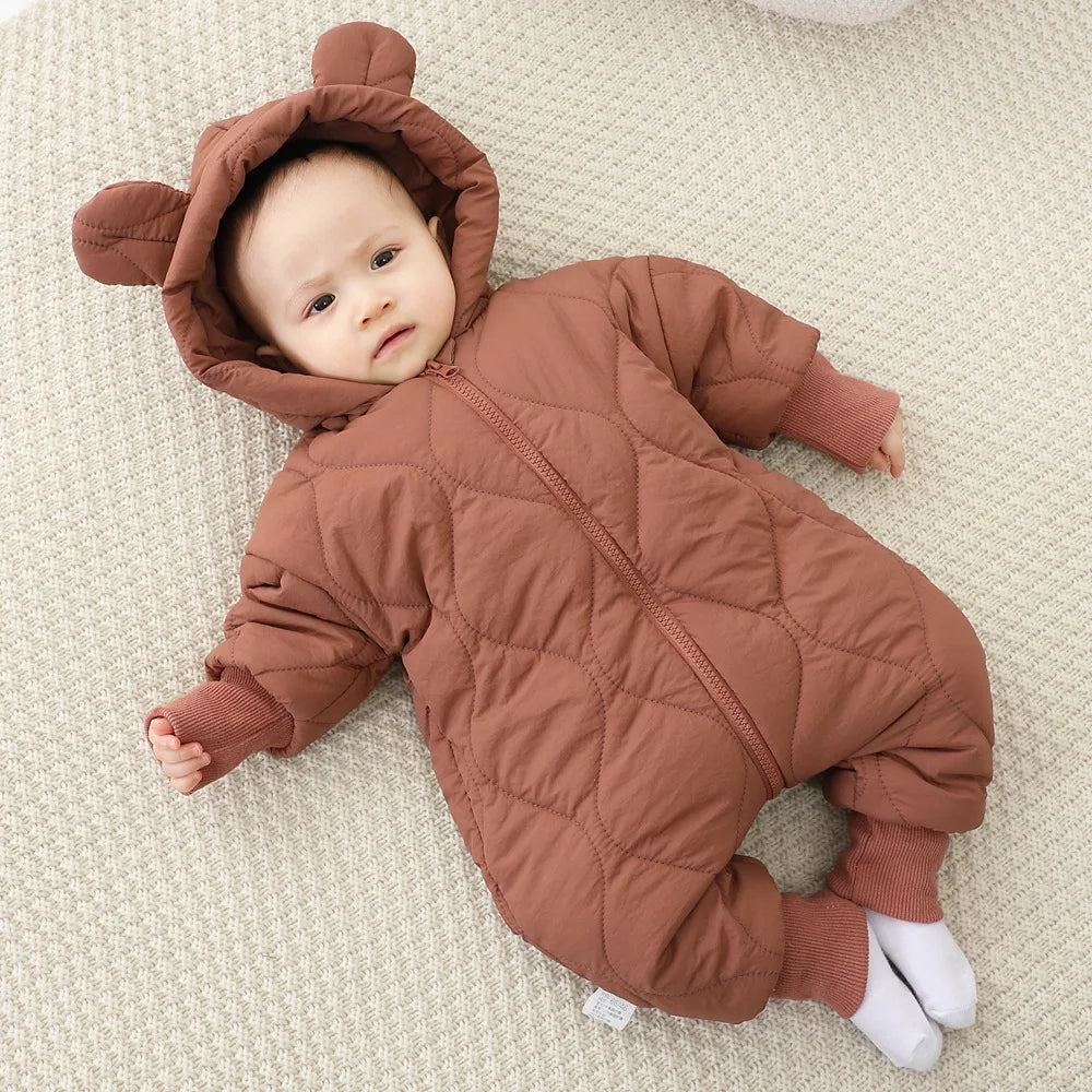 Baby Jumpsuit winter New plush and thick cotton clothing for Newborns crawling Clothes for infants and young baby outdoor clothe