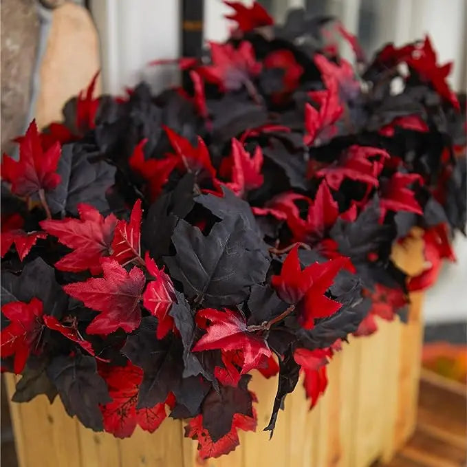 35cm Autumn Artificial Maple Leaves Bouquet Silk Plants Branch for Halloween Thanksgiving Day Fireplace Festival Home Fall Decor