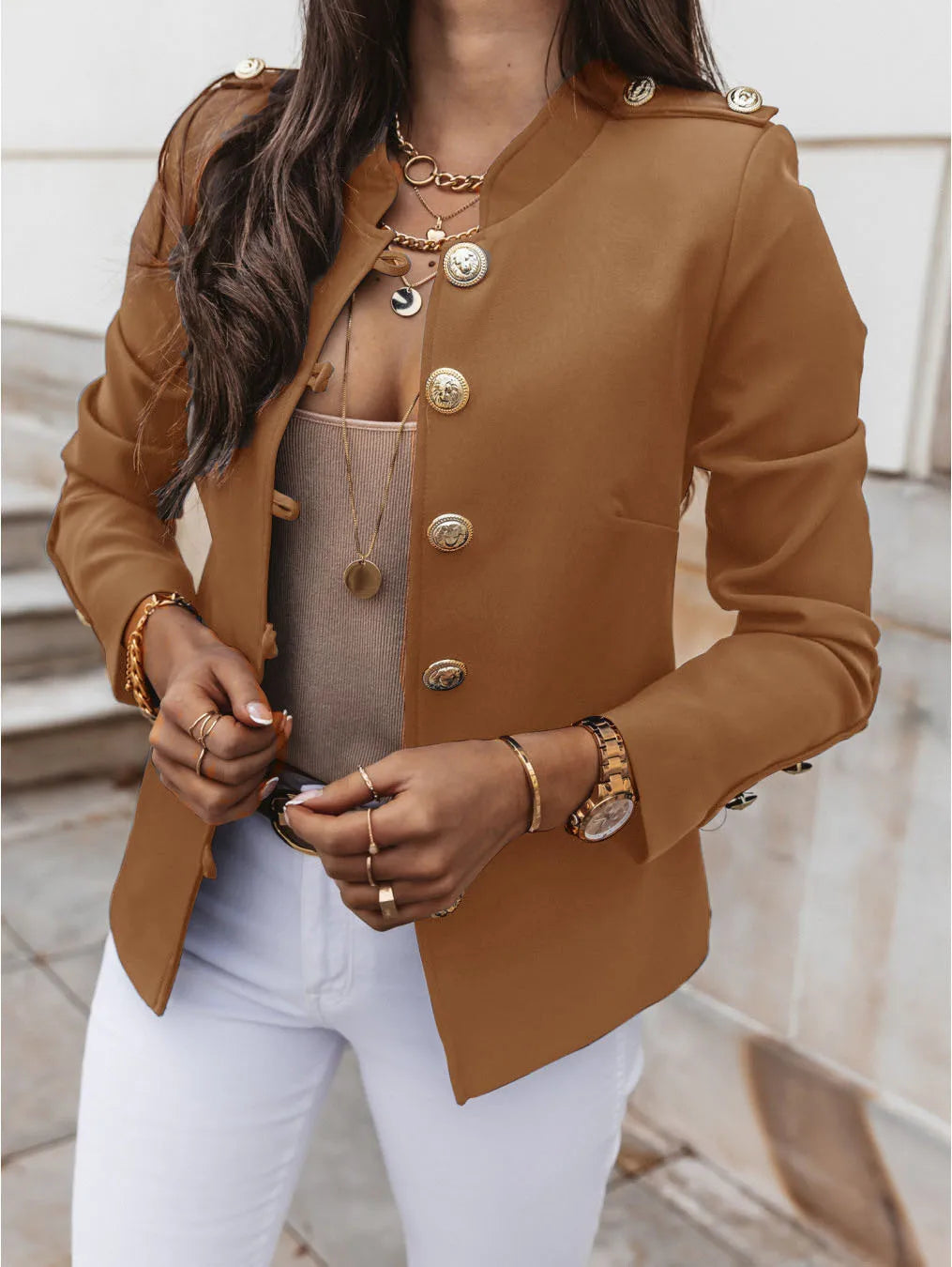 American New Fashion Women’s Solid Color Slim Single-breasted Casual Elegant Trendy Long Sleeve Suit Blazers Female Jacket Coats